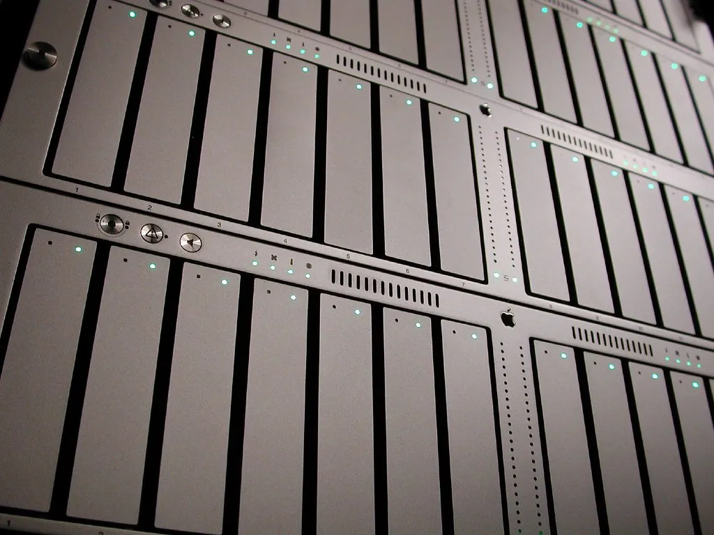 Server racks in a data centre, representing cloud data warehouses