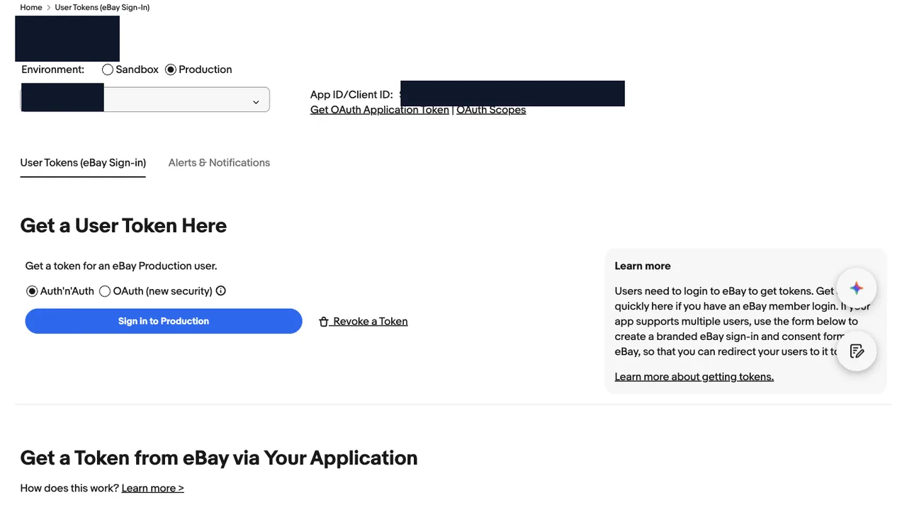 Connect an eBay Seller Account over OAuth (Keyset, RuName, getOrders)